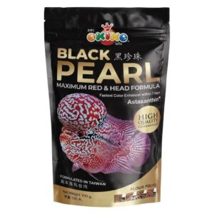 OKIKO Black Pearl Flower Horn Fish Feed with Maximum red & Head Formula 100g